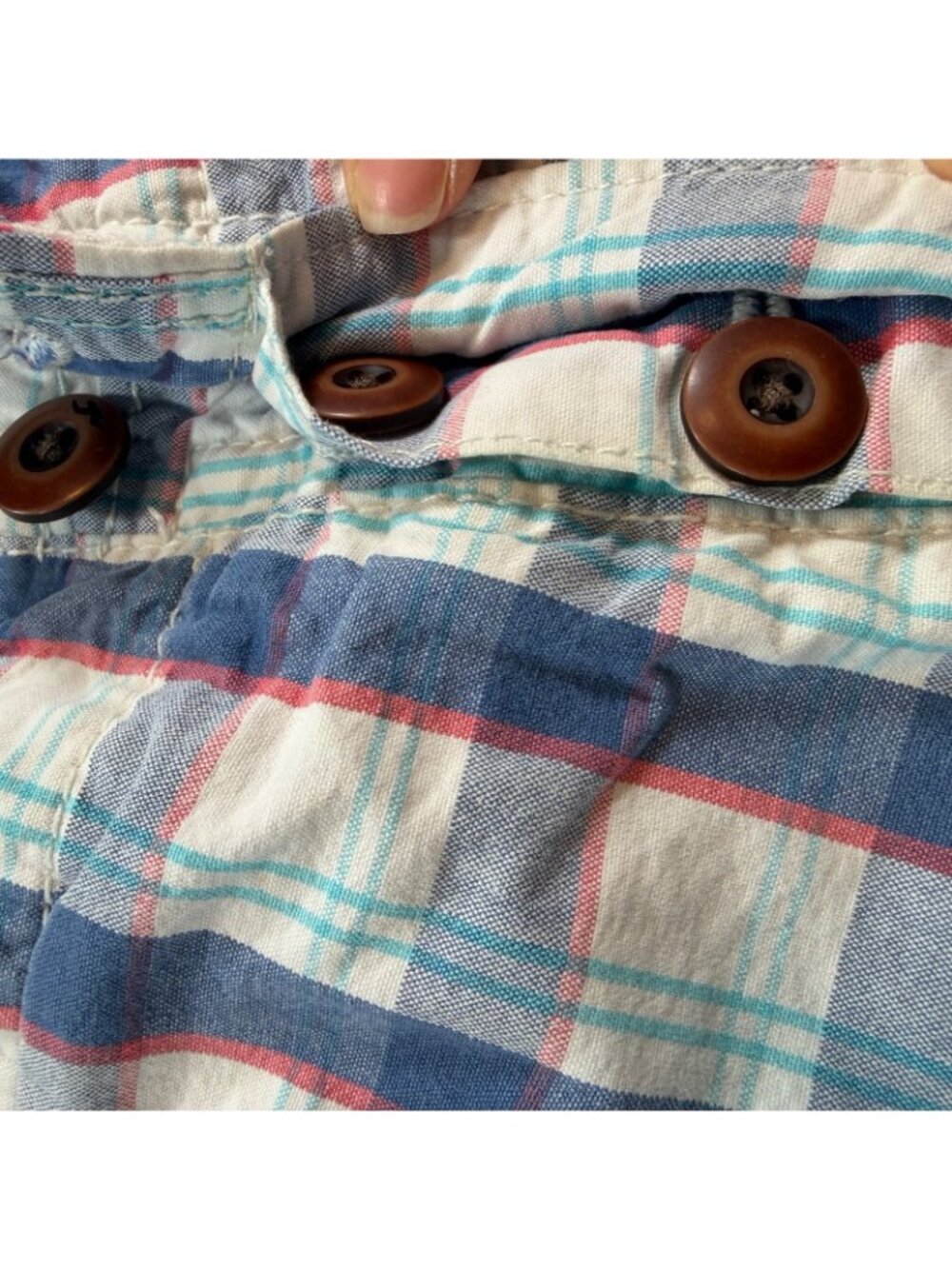 Hollister Plaid Shorts Mens 36 Blue Red White Casual Flat Front Cotton - Picture 4 of 11